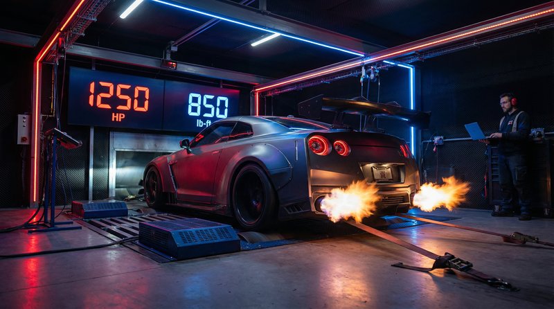 推特短视频：GT-R马力测试